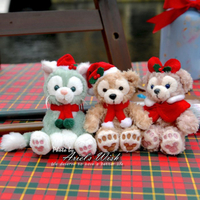 日本東京迪士尼Duffy達菲熊雪莉玫畫家貓咪傑拉東尼聖誕節耶誕格紋坐姿手機吊飾包包掛飾-三款現貨