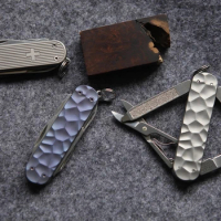 Hand Made Titanium Alloy DIY Scales Handle for 58 mm Swiss Army Rambler Knife(Scales Only, Knife Not Included)