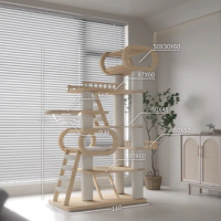 Large Wooden Tree Tower for Cat, Multiple Hamocks Toys, Scratcher, Condo Training, Pet Products, Home Decoration