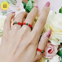 Cincin tali merah Giok asli 100%,4mm (703) "S"