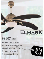 Elmark Ceiling Fan 54\ 98107 (Antique Brass)"