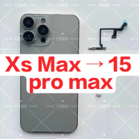 For Iphone XS Max Like 15 Pro Max DIY Back Housing XS Max to 15Pro Max Middle Chassis Frame Cover Battery Door Parts Repair