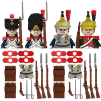 Military Building Blocks Solider Figures Toy Gift Weapons Guns Accessories Napoleonic War France UK Italy Russian Full Printing