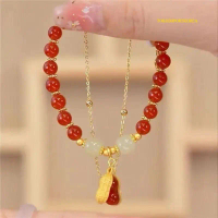 TOKOIMPRTKOREA NEW Gelang Giok Wanita Kacang Merah Imlek 2024 Naga Kayu FASHION