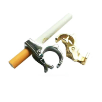 Cigarette Ring Clasp, Zinc Alloy Cigarette Holder Ring Hands Free Cigarette Finger Ring Holder to Protect Finger Turn Yellow