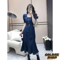 Goldie Shop Denim Dress Leslie L & XL / Dress Duyung Jeans / Pakaian Wanita Cantik / Kasual Dress Je