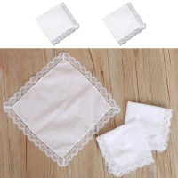 Ketepatan 652F, saiz 26×27 cm; tisu tangan kapas untuk lelaki dan wanita, putih polos dengan hiasan