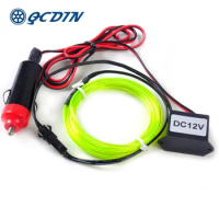QCDIN 5m Interior Car Lighting 10 Colors EL LED Wire 12V EL Light Car Styling Flexible Neon Light Car Decoration Strip