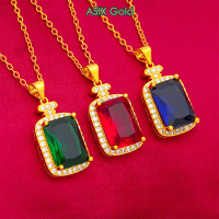 ASIXGOLD (6g) Rantai Liontin Berhias Batu Warna Berbeza / Panjang RL 45cm / Saiz Loket 2.7x1.3cm / D
