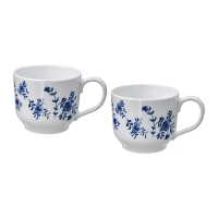 ENTUSIASM 加大茶杯, 具圖案/白色 藍色, 50 厘升