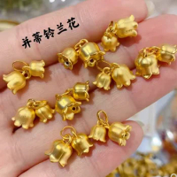 999 real gold pendant fine gold jewelry 14k pure gold flower pendants gold charms