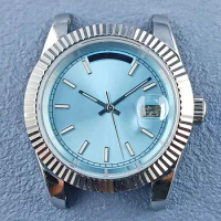 39mm Silver automatic watch case 10BAR waterproof 316L stainless steel sapphire glass fit Miyota 8285 NH34 NH35 movement