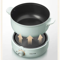 Bear Multi-function Electric Hot Pot Split Electric Steamer Small Electric Pot Electric Skillet Frying and Boiling with Steamer