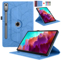 For Lenovo Xiaoxin Pad Pro 12.7 Case Tree 3D Emboss PU Leather Cover For Xiaoxin Pad Pro 12 7 Lenovo P12 12.7 Case Coque + Pen