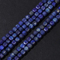 5mm Faceted Square Lapis Lazuli Beads Natural Blue Cube Loose Spacer Bead For Jewelry Making DIY Bracelet Necklace Earrings38cm