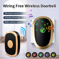 RF 433MHz Wireless Doorbell Home Smart Door Bell 150M Long Distance 38 Songs Ringtone Chime Calls with Battery for Home Store