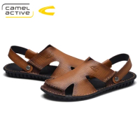 Camel Active New Fashion Summer Shoes Cow Leather Men Sandals Mens Casual Shoes Non-slip Rubber Soles Beach Shoes Plus Size 44