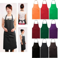 KT WARE solid colour back self tie apron Bib apron with pocket kitchen apron chef apron