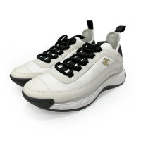 CHANEL 香奈兒 G35617 爆款經典LOGO氣墊運動鞋(白色37.5)
