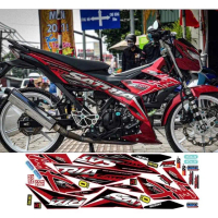 decal xe tem dán xe satria 150-mẫu tem chữ tàu F150 màu đỏ đen