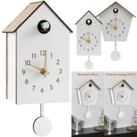 Cuckoo Clock Plastic Cuckoo Wall Clock with Bird Tweeting Sound Hanging Bird Clock Battery Operated Cuckoo Clock Minimalist