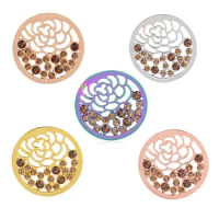 2016 new rose with rhinestones 33mm my coin for 35mm coin holder