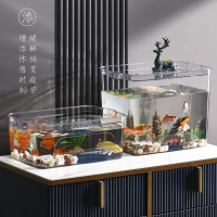 生態鬥魚缸家用水族箱透明金魚缸客廳迷妳中小型桌面水草缸烏龜缸