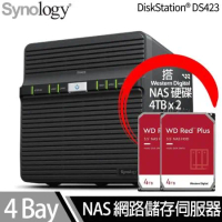 Synology群暉科技 DS423 NAS 搭 WD 紅標Plus 4TB NAS專用硬碟 x 2