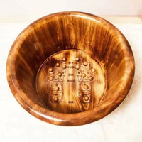 全城熱賣 - 香柏木泡腳木桶泡腳盆穴位按摩泡腳桶泡腳桶木質家用木桶洗腳桶泡碳化26穴位按摩（只要桶）