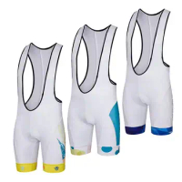 Men's White Cycling Bib Shorts Coolmax Gel Padded Bike Bib Knicks Compression