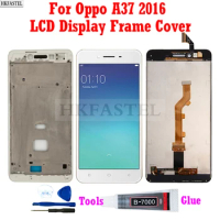 For Oppo A37 2016 A37f A37fw A37m Phone LCD Display Frame Cover Touch Screen DigitizerPanel Screen Assembly Replacement Part
