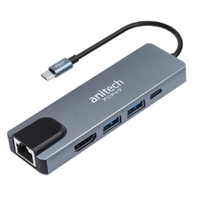 อุปกรณ์แปลงสัญญาณ Type C 6 in 1 สีเงิน แอนนิเทค RA502 เงิน ชิ้น