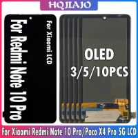 3/5/10PCS OLED 6.67" For Xiaomi Redmi Note 10 Pro LCD Display Touch Screen For Redmi Note 10 Pro Max M2101K6I LCD Replacement