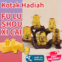 Pajangan Dekorasi Rumah Mobil 5 in 1 God Of Wealth Patung Dewa Rezeki Crystal Glass Lucky Dekorasi H