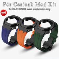 GA2100 Modification Kit for Casioak Watch GA-2100 GA-2110 Mod Kit Stainless Steel Case Metal Bezel for GA2100 Watch Rubber Strap