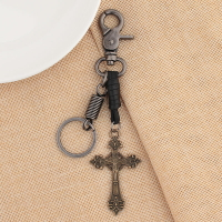 個性創意耶穌十字架鑰匙扣朋克復古合金吊墜男女款包包鑰匙掛飾品