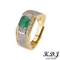 【K.D.J 圓融珠寶】祖母綠雙色台群鑲戒指(男戒款)