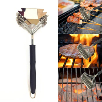 YOMDID Practical BBQ Cleaning Brush Barbecue Cleaner Three Head Spring Creative Oven Grill Cleaning Tool Brush BBQ Accessories