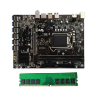 B250 BTC Mining Machine Motherboard 12 Pcie To USB3.0 Graphics Slot LGA 1151 DDR4 Memory Motherboard With 8G DDR4 Memory