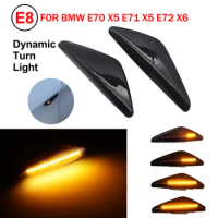 2Pcs For BMW E70 X5 E71 X5 E72 X6 F25 X3 Smoked Lens Car Front Dynamic Amber LED Side Marker Light Turn Signal Lamp