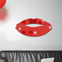 3D Mirror Wall Sticker Removable Kiss Lip Decal Wall Stickers Acrylic Wallpaper Home Living Room Art Mural Decoration