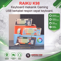 ( ON SALE ) RAIKU K98 Keyboard mekanik,gaming USB berkabel respon cepat keyboard,76% Keyboard game D