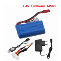 7.4V 1200mAH Li-ion Battery and Charger For Remote control helicopters cars boats trains water bullet guns toy accessory