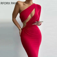 Women 2023 Dress Chic One Shoulder Cutout Party Dress Bodycon Sexy Party Dress