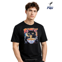 FQU Ramen Noodles Cat Japan Kawaii Retro Anime T-shirt Machine Washable Y2K gifts for Men Classic Bl