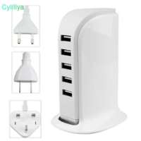 200 Pcs Ponsel Android Pintar Daya Menara 6A 5 Port USB Pengisi Daya Multi USB Pengisi Daya Perjalanan Daya untuk Samsung S7 s8 Tablet Buah