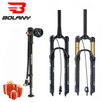 BOLANY Air and Oil R29 Bike Fork 26/27.5 Inch Suspension Come with Air Pump Adjustable Air Pressure Remote Locking Bicycle Fork