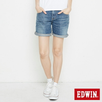 EDWIN MISS 基本寬版 牛仔短褲-女款 漂淺藍 SHORTS