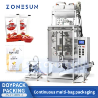 ZONESUN Automatic Sachet Paste Filling Sealing Machine Vertical Form VFFS Sauce Shampoo Bagging Packaging Equipment ZS-FS500Y-2
