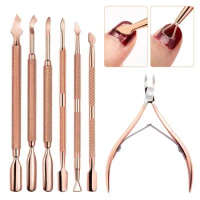 Nail Cuticle Pusher Stainless Steel Nail Art Files Gel Polish Remove Manicure Care Groove Clean Tools for Fingernails